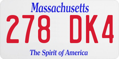 MA license plate 278DK4