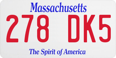 MA license plate 278DK5
