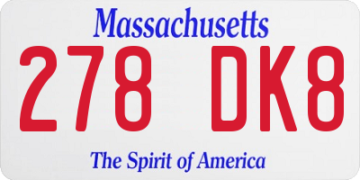 MA license plate 278DK8