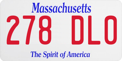 MA license plate 278DL0