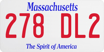 MA license plate 278DL2