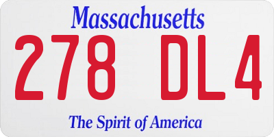 MA license plate 278DL4