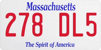 MA license plate 278DL5