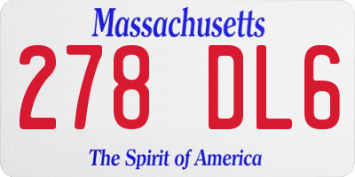 MA license plate 278DL6
