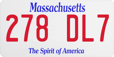 MA license plate 278DL7