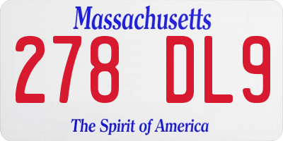 MA license plate 278DL9