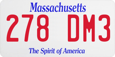 MA license plate 278DM3