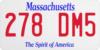 MA license plate 278DM5