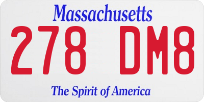 MA license plate 278DM8