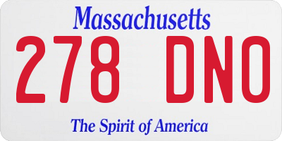 MA license plate 278DN0