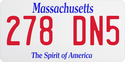 MA license plate 278DN5