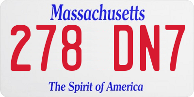MA license plate 278DN7