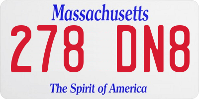 MA license plate 278DN8