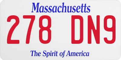 MA license plate 278DN9