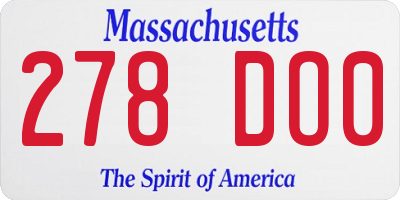 MA license plate 278DO0