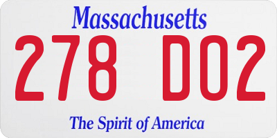 MA license plate 278DO2