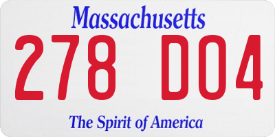 MA license plate 278DO4
