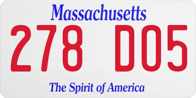 MA license plate 278DO5