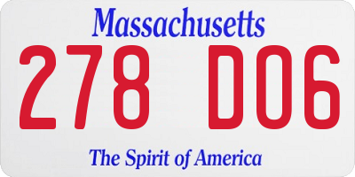 MA license plate 278DO6
