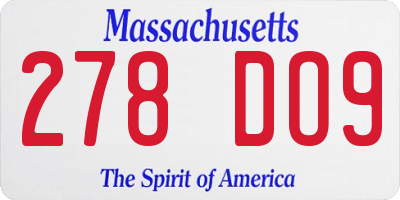 MA license plate 278DO9
