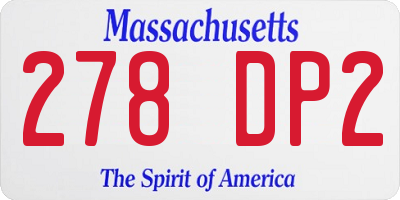 MA license plate 278DP2