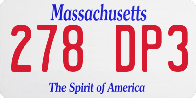 MA license plate 278DP3