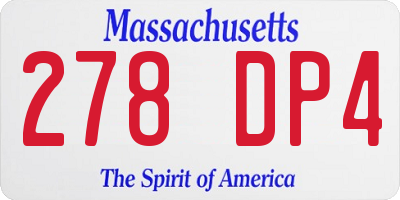 MA license plate 278DP4