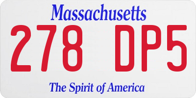 MA license plate 278DP5