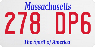 MA license plate 278DP6