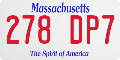 MA license plate 278DP7