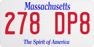 MA license plate 278DP8
