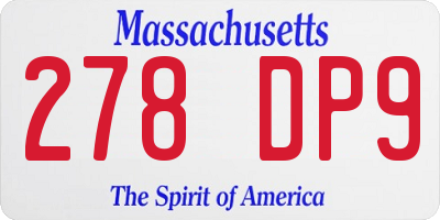 MA license plate 278DP9
