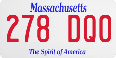 MA license plate 278DQ0
