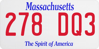 MA license plate 278DQ3