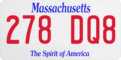 MA license plate 278DQ8