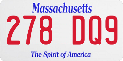 MA license plate 278DQ9