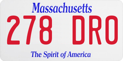 MA license plate 278DR0