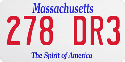 MA license plate 278DR3