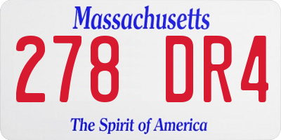 MA license plate 278DR4
