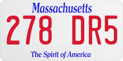 MA license plate 278DR5