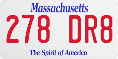 MA license plate 278DR8