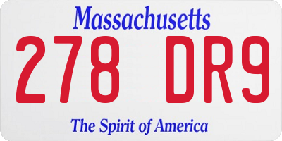 MA license plate 278DR9