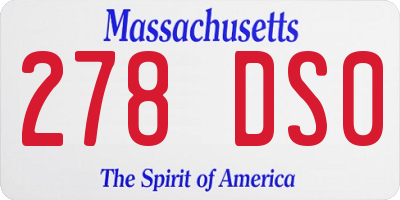 MA license plate 278DS0