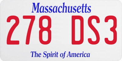 MA license plate 278DS3