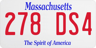 MA license plate 278DS4