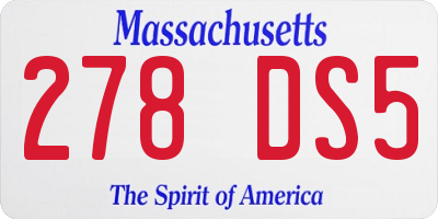 MA license plate 278DS5