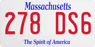 MA license plate 278DS6