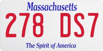 MA license plate 278DS7