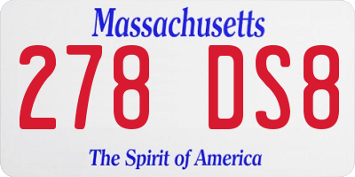 MA license plate 278DS8