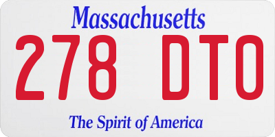 MA license plate 278DT0